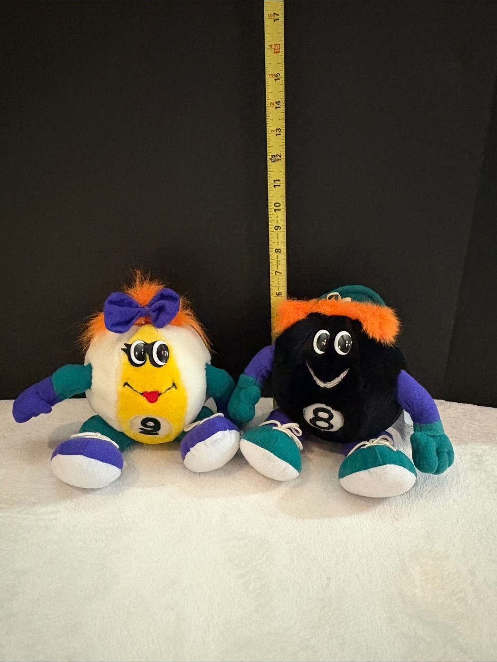 2/$80 Plush Numbers 8 & 9 Pool Ball Plush Mascot Toy Duo - Yellow & Black